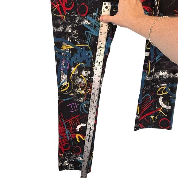 Joseph Ribkoff SIZE 8 Womens PullOn Pants 213696 Black-Multi Abstract Cropped - Picture 7 of 12